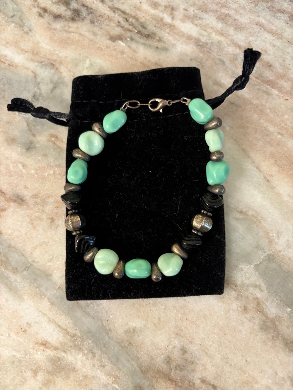 Mint Green Beaded Bracelet with Mixed Accent Beads